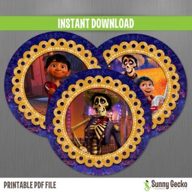 Coco Birthday Circle Labels